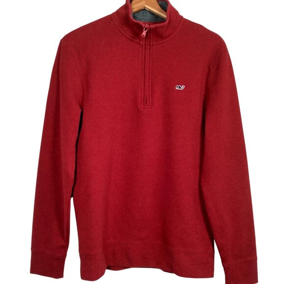 Vineyard Vines Performance Shirt Men Small Maroon 1/4 Zip Pullover Woven Knit - Picture 1 of 12